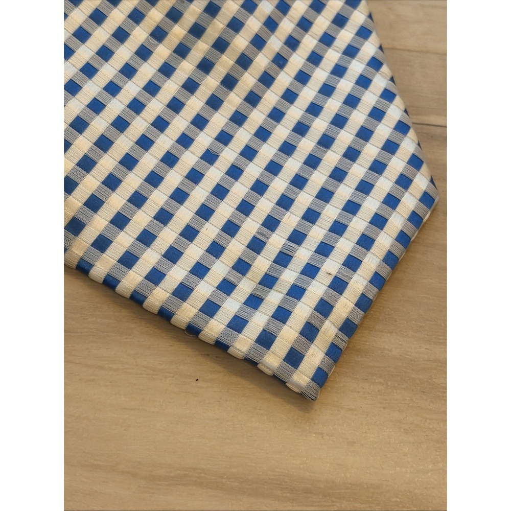 Ermenegildo Zegna Mens Silk Tie Classic Light Blue Geometric Italy - Picture 3 of 10